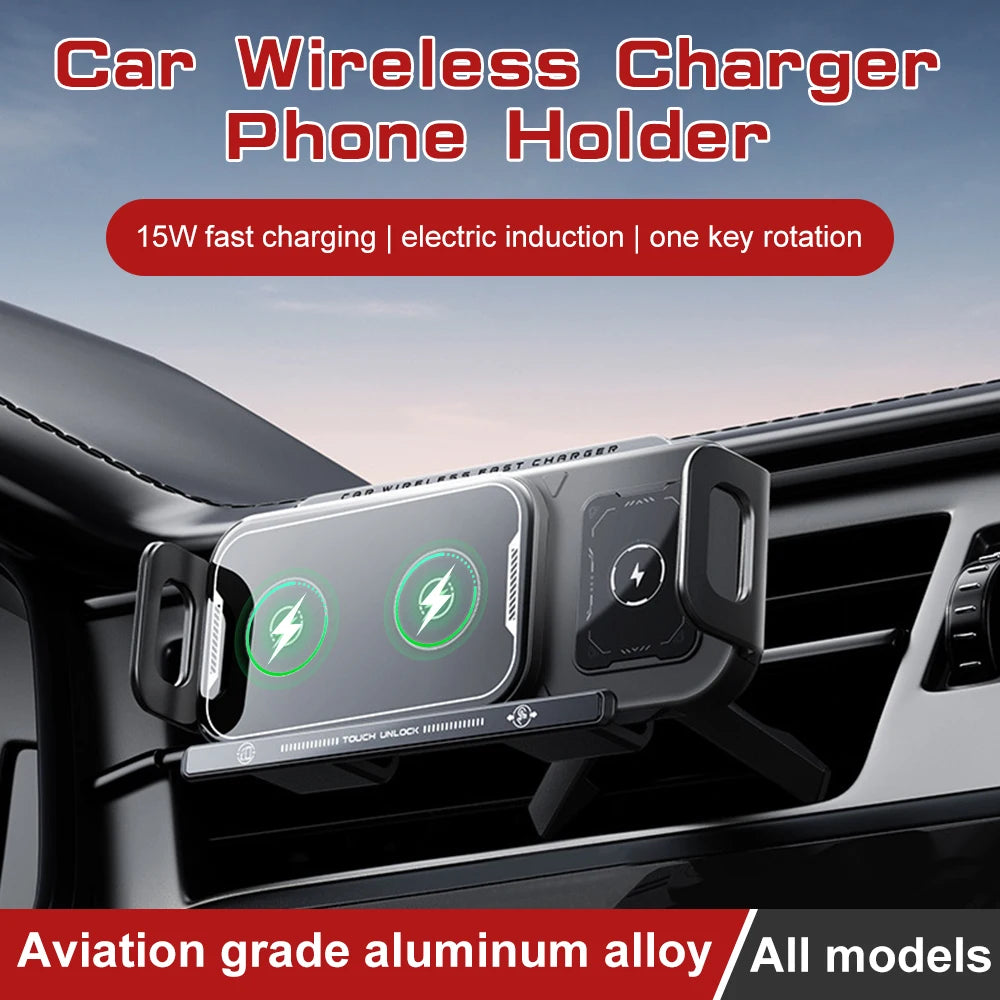 Car Wireless Charger Dual Coil Fold Screen Car Fast Charging Stand for Samsung Galaxy Z Fold 6 Flip 3 Air Vent Car Phone Holder