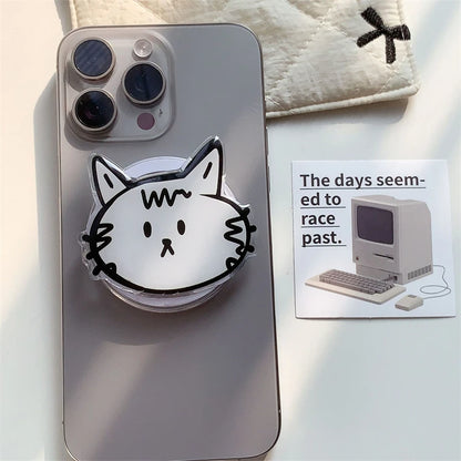 Korean Cute Cartoon Black Cat For Magsafe Magnetic Phone Griptok Phone Holder Stand Universal Phone Ring Grip Tok For iPhone 15
