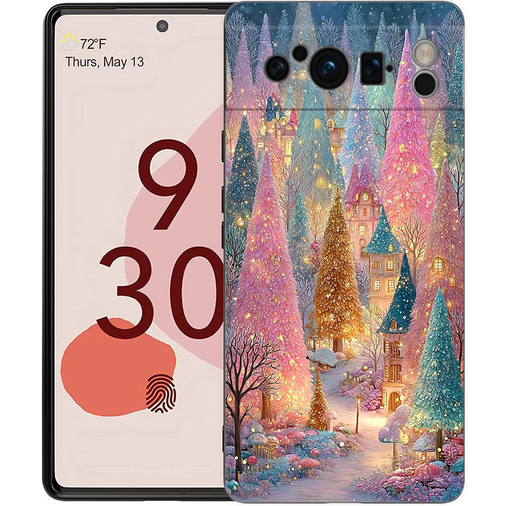 Phone Case Cover for Google Pixel 9 8 7 6 9A 8A 7A 6A Pro 10 9 Pro XL Soft TPU Shockproof Shell Capas Christmas Christmas Tree