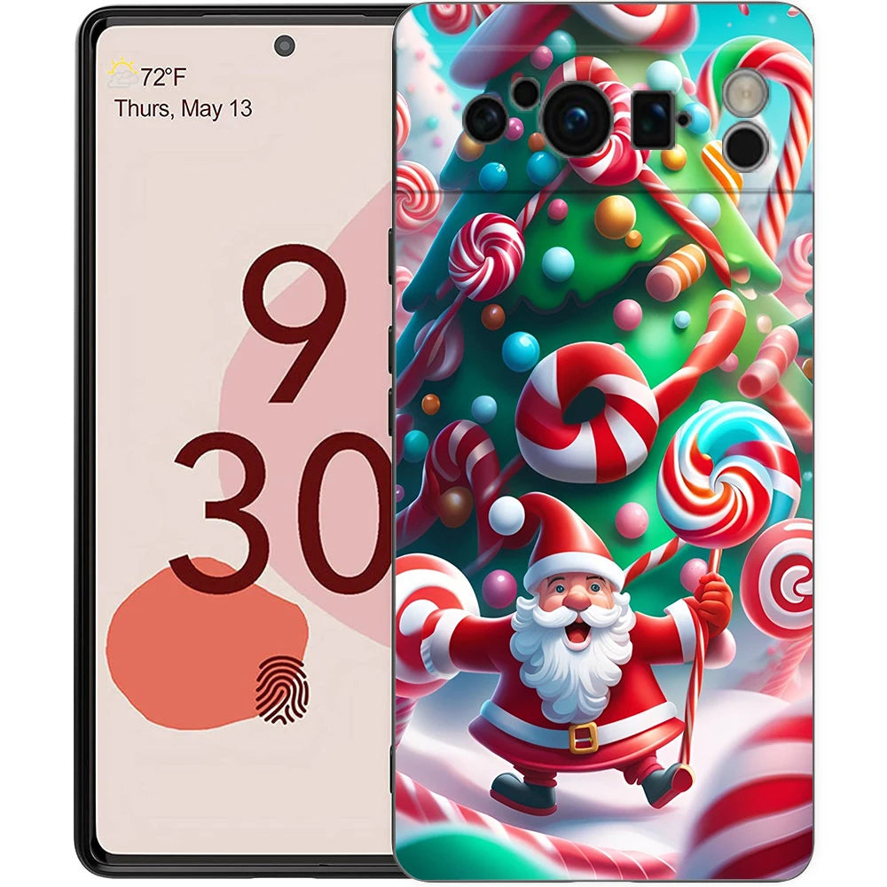 Phone Case Cover for Google Pixel 9 8 7 6 9A 8A 7A 6A Pro 10 9 Pro XL Soft TPU Shockproof Shell Capas Christmas Christmas Tree