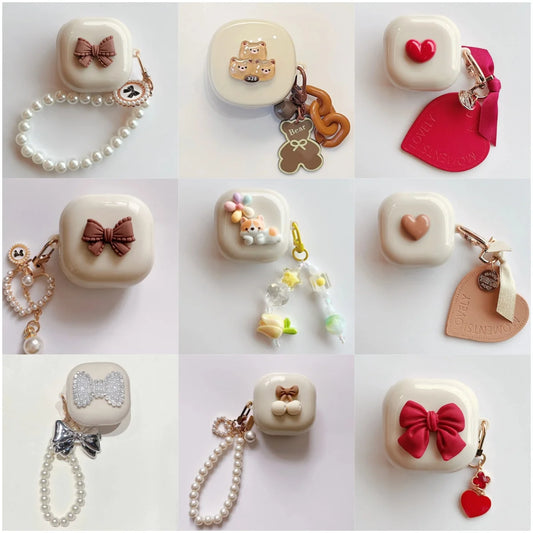 New DIY Fro Samsung Galaxy Buds FE 2 Pro Live Earphone Cover, Suitable for Samsung Galaxy Bugs 3 Pro Buds 3, with Keychain