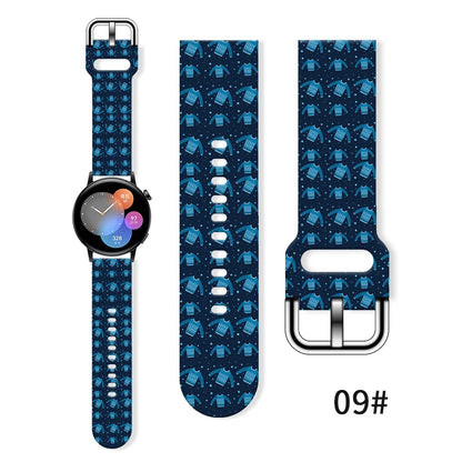 20MM Christmas Series 4 Printed strap for Samsung Galaxy Watch 7/6 40mm 44mm Band Replaceable Bracelet for Xiaomi Huawei Watch