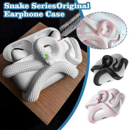 Snake Wireless Earphone Protective Shell Case 3D Winding Snake Resin Decoration Earphone Accessories for AirPods Pro/Pro 1/2/3/4