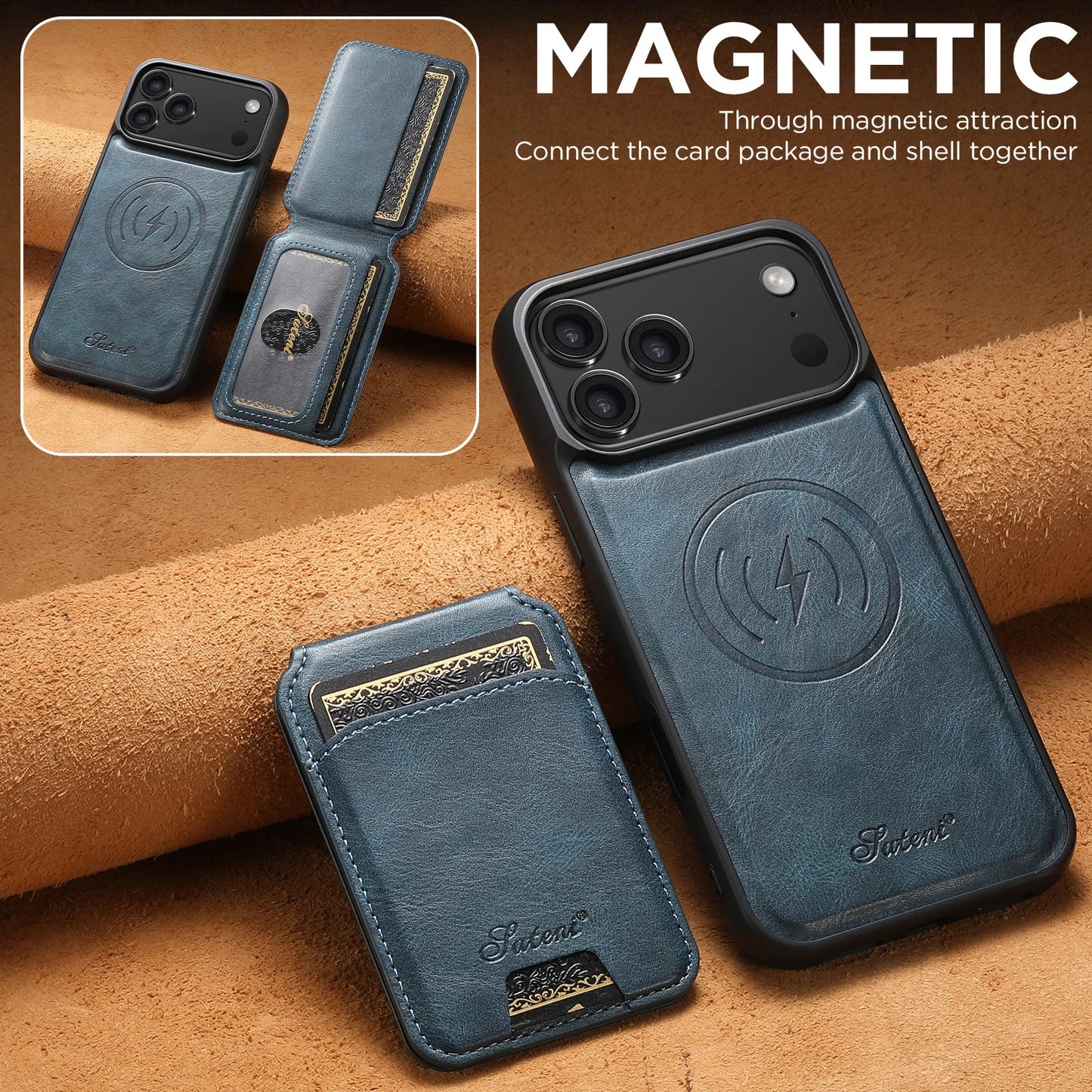 Magnetic Detachable Leather Wallet Case for iPhone 17 Pro Max 17 Air 17Pro Cover Shockproof Kickstand Card Holder Shell Fundas
