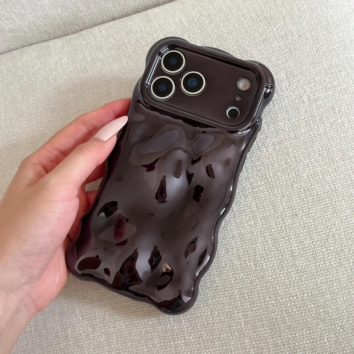 Luxury Curved Waves 3D Bubble Plating Phone Case For iPhone 17 Air 16 15 Plus 14 13 12 Pro Max 11 Shockproof Soft Glossy Cover