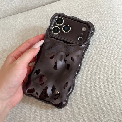 Luxury Curved Waves 3D Bubble Plating Phone Case For iPhone 17 Air 16 15 Plus 14 13 12 Pro Max 11 Shockproof Soft Glossy Cover