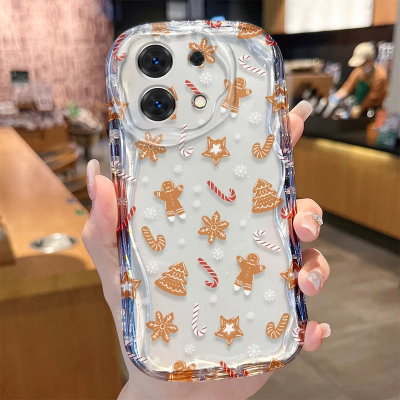 Santa Claus Christmas Pattern 3D Wave Case For iPhone 16 15 14 13 12 11 Pro Max Mini X XR XSMAX 8 7 6S Plus Soft Silicone Cover