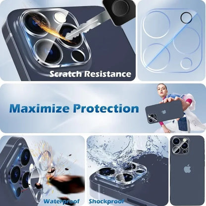8-in-1 Tempered Glass for IPhone 15 13 11 12 14 Pro Max 13Mini 16 Pro Screen Protector for IPhone X XR XS MAX Camera Lens Glass