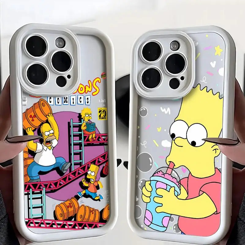 Case For Apple iPhone 11 15 Pro Max 14 Plus 13 12 Shockproof Protective Shell Silicone Funda Phone Cover Funny Cartoon SimpsonS