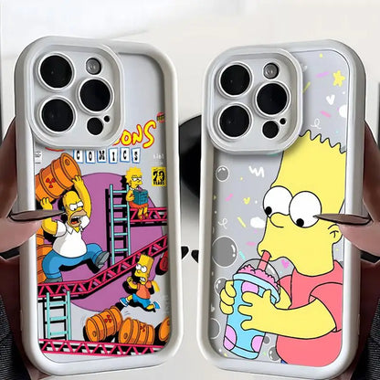 Case For Apple iPhone 11 15 Pro Max 14 Plus 13 12 Shockproof Protective Shell Silicone Funda Phone Cover Funny Cartoon SimpsonS
