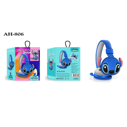 Disney Stitch Wireless Bluetooth Headphones AH-806 HIFI Stereo Sound Foldable Headsets with Mic Anime Cartoon Kids Birthday Gift
