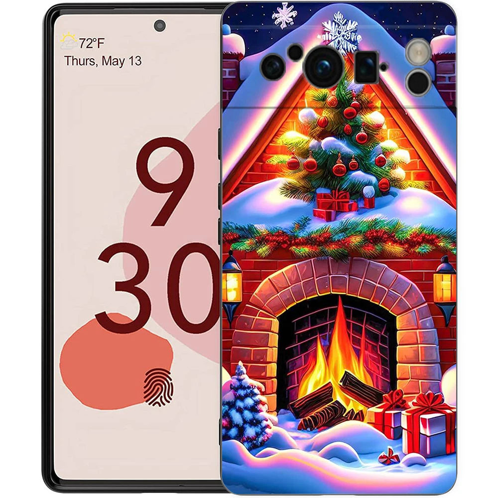 Snow Merry Christmas Phone Case Cover for Google Pixel 8 7 6 7A 6A Pro 5G Shockproof Silicone Soft 9 Pro XL 8 Pro 5G Shell Bags