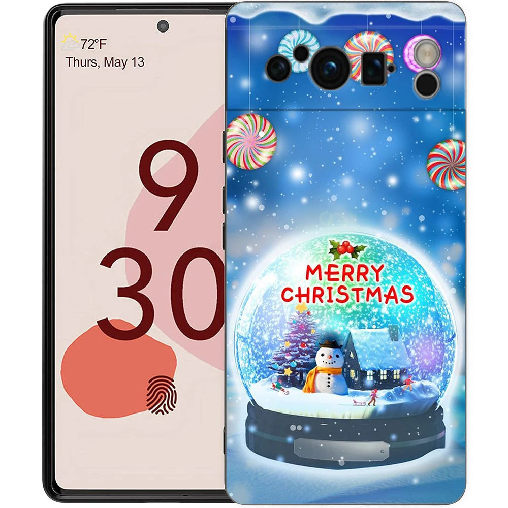 Snow Merry Christmas Phone Case Cover for Google Pixel 8 7 6 7A 6A Pro 5G Shockproof Silicone Soft 9 Pro XL 8 Pro 5G Shell Bags