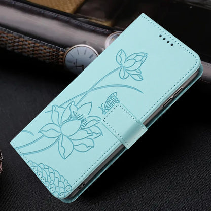 for Funda iPhone 17 16 15 14 13 12 11 Pro Max Lotus Leather Phone Case for Etui iPhone 17 Air 16E 15 Plus Cases Flip Cover Women