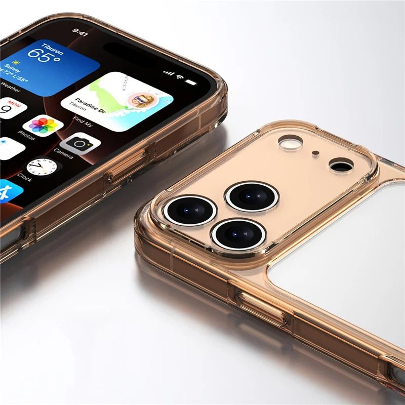 Luxury Transparent Shockproof Case For iPhone 17Air 17 17Pro 17Pro Max Clear Hybrid TPU+PC Protective Hard Back Cover