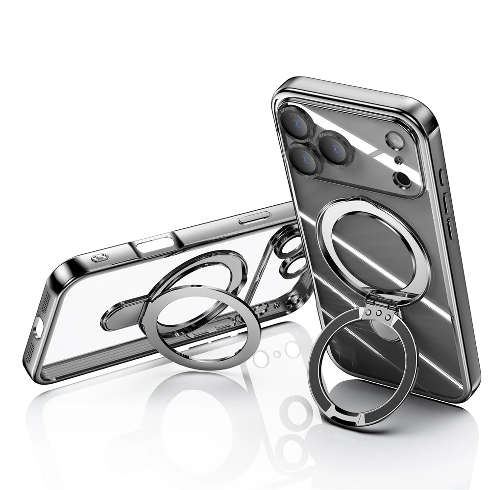 Plating Magnetic Ring Stand Case For iPhone 17 Air 17 Pro Max Case Shockproof Wireless Charging For Magsafe Shockproof Cover