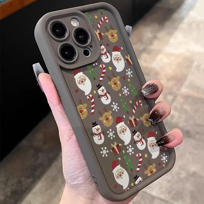 Santa Claus Reindeer And Snowman Phone Case For iPhone 17 16 Pro Max 15 14 13 12 11 XS XR 7 8 Plus 16E Shockproof Soft TPU Cover
