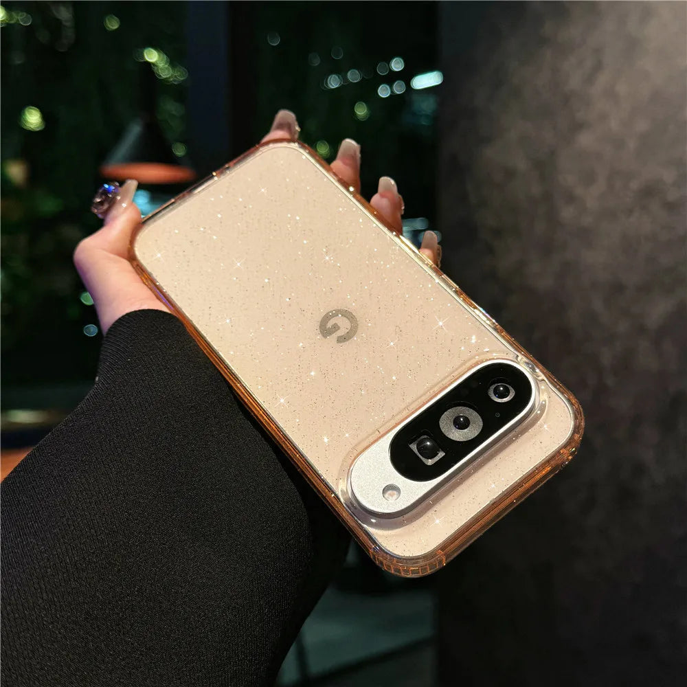 Luxury Bling Shining Glitter Clear Candy Case For Google Pixel 9 Pro XL 9 8 A Starry Sky Transparent Shockproof  Ins Shell Cover