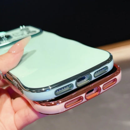 Luxury Plating Love Heart Wavy Border Phone Case For iPhone 17 16 15 14 13 12 11 Pro Max Plus 16E Air Shockproof Bumper Cover