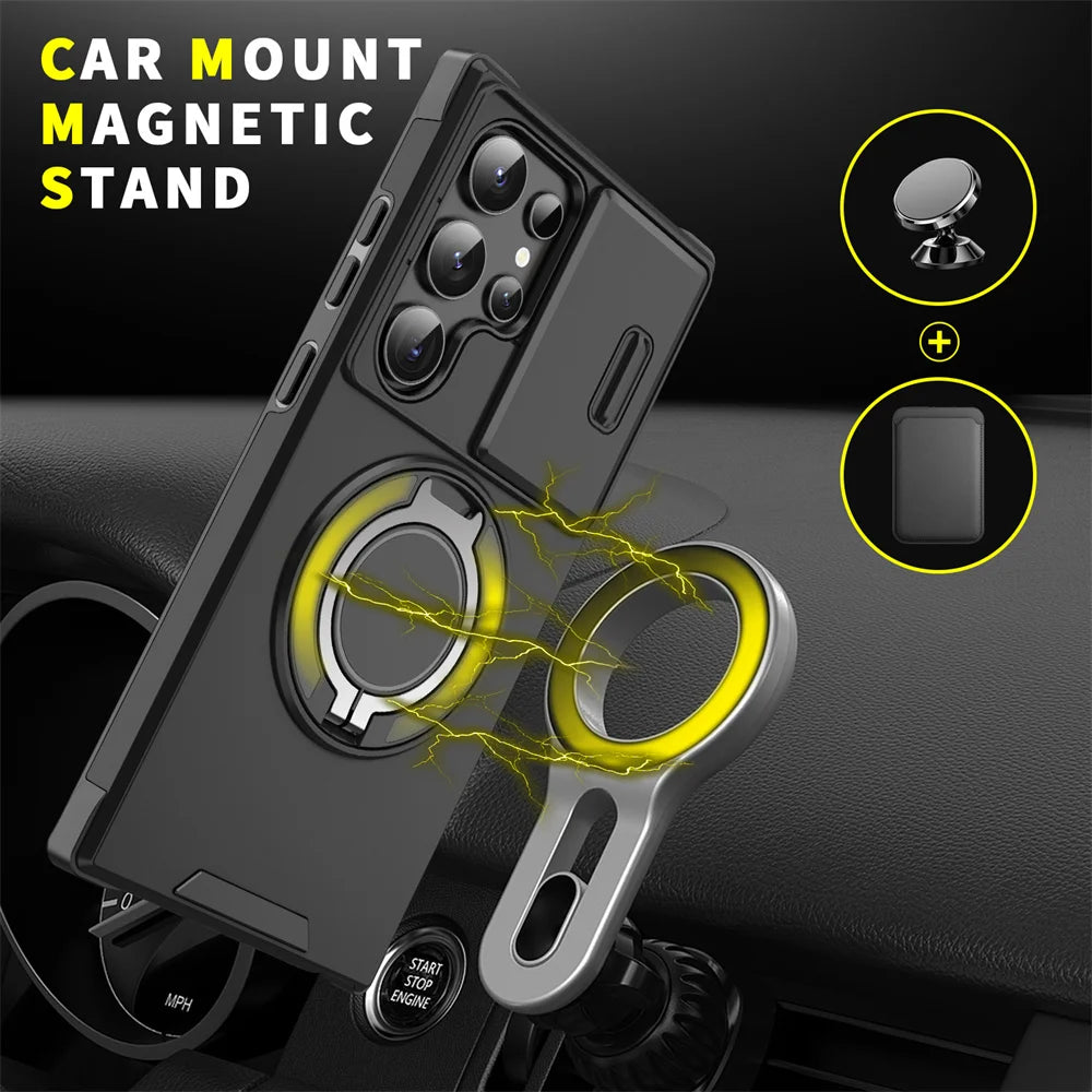 Slide Camera Protection Magnetic Stand Phone Case for Samsung S26 S25 Edge S24 S23 Plus S21 S22 Ultra FE A54 A15 A05 A05S Cover