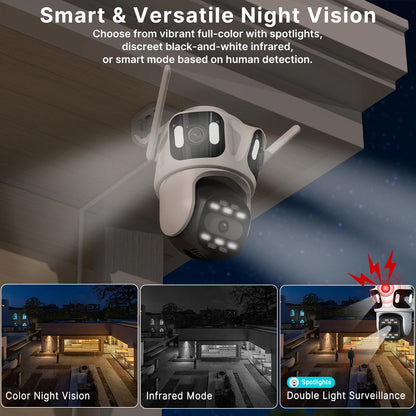 Three Lens PTZ IP Camera Outdoor HD Three Screen WiFi Security Camera Auto Tracking Dual Len Wirelss CCTV Camera iCsee