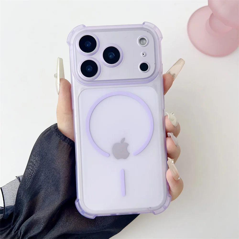 For Magsafe Clear Matte Shockproof Armor Phone Case For iPhone 17 16 15 14 13 12 Pro Max Air Plus Lens Protective Soft TPU Cover