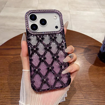 Luxury Glitter Diamond Gold Electroplated Case for IPhone 16 17 Air 12 13 14 15 Pro Max Camera Protection Cases Cover