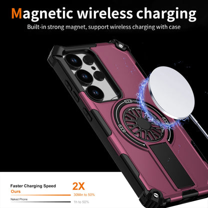 Soft TPU+Hard PC Magnetic Phone Case With Stand For Magsafe Samsung Galaxy S25 Edge S24 FE S23 Ultra Plus Anti Shock Back Cover