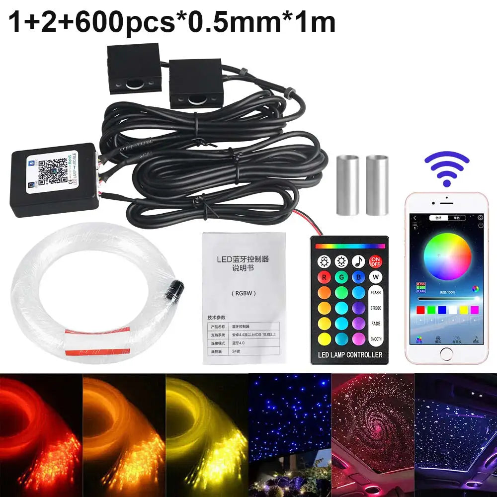 RGBW 1/2/4/6/8 split machine 2400x household car roof starry sky light kit roof fiber optic ceiling