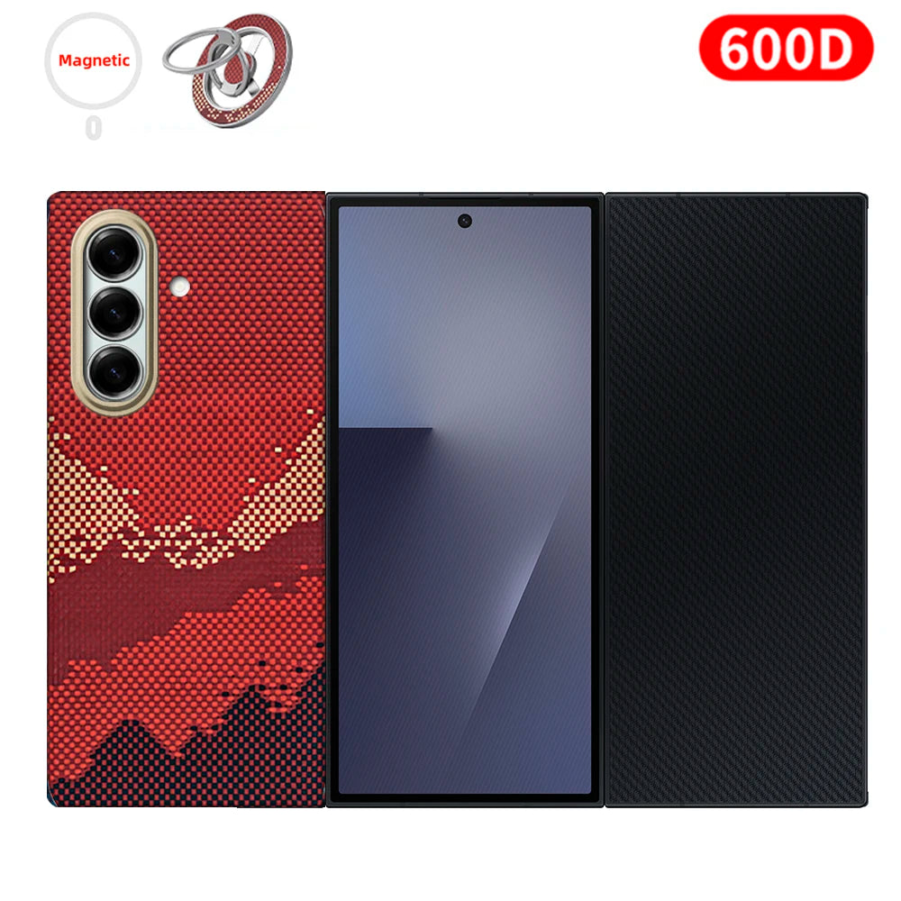 For samsung galaxy z trifold aramid case 600d kevlar carbon aramid fiber fabric thin hard cover magnetic balck Slim light premiu