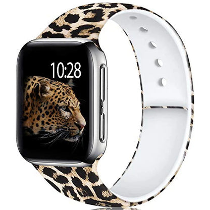 YAYUU Sport Band for Apple Watch Bands 40mm 41mm 44mm 45mm Floral Silicone Printed Pattern Straps for iWatch Series 7 6 5 4 3 SE