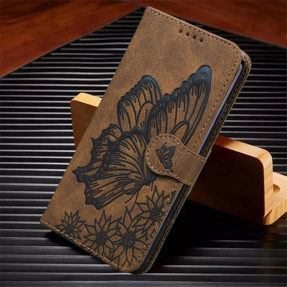 Funda S24 Flip Case for Samsung Galaxy S24 S25 Plus S23 Ultra S22 S21 S20 FE Cases Cute Cat Butterfly Leather Wallet Back Cover