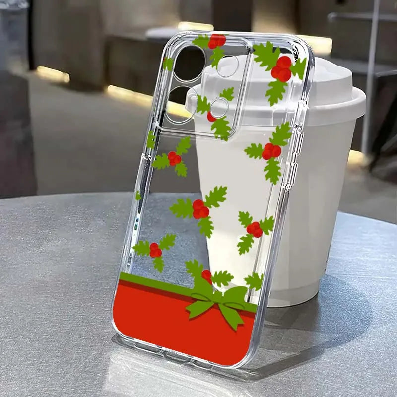 Christmas Tree Art For Xiaomi Redmi Note 8 8T 9 9T 11E 12 13 14 Pro Plus Turbo 5G Fashion TPU Transparent Phone Case