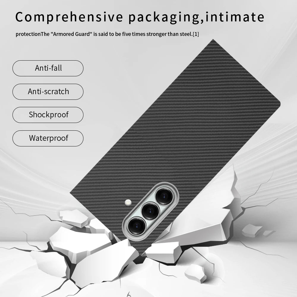 For samsung galaxy z trifold aramid case 600d kevlar carbon aramid fiber fabric thin hard cover magnetic balck Slim light premiu