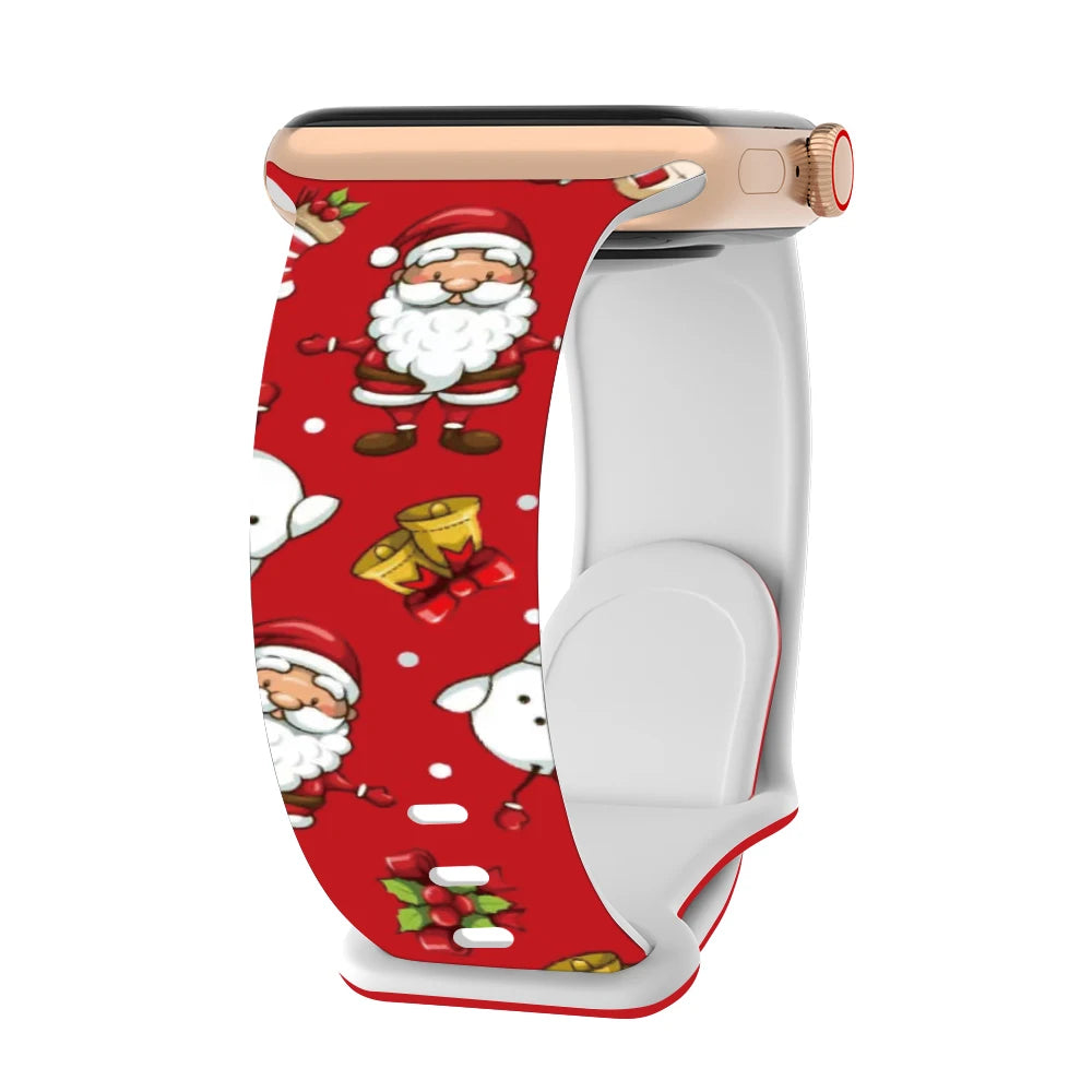 Christmas Strap for Apple Watch Ultra 3 Band 49mm 46mm 41mm 42mm 44mm 45mm Silicone Loop Bracelet for iWatch 11 10 9 8 7 6 5 SE