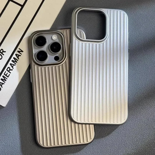 Matte Natural Titanium Grating Hard Phone Case for IPhone 16 15 14 13 Pro Max Plus Full Cover Scratch-proof Rugged Back Cover
