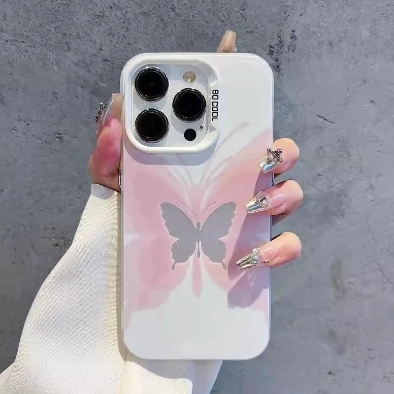 Colorful hollow butterfly Phone Case For IPhone 16 15 14 13 12 11 Pro Max Shockproof Bumper Back Cover For Iphone 16 Case Funda