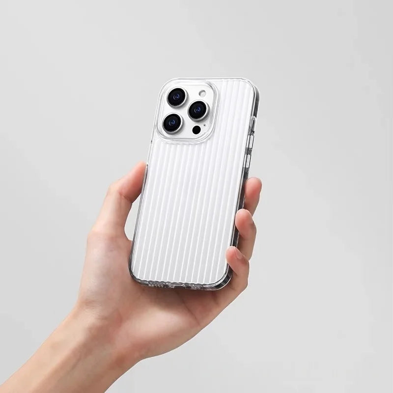 Phone Case with Corrugated Pattern Magsafe Magnetic Supoort Wireless Charge  for IPhone16 15 14 13 12 17 Non-slip Bumper Hard PC