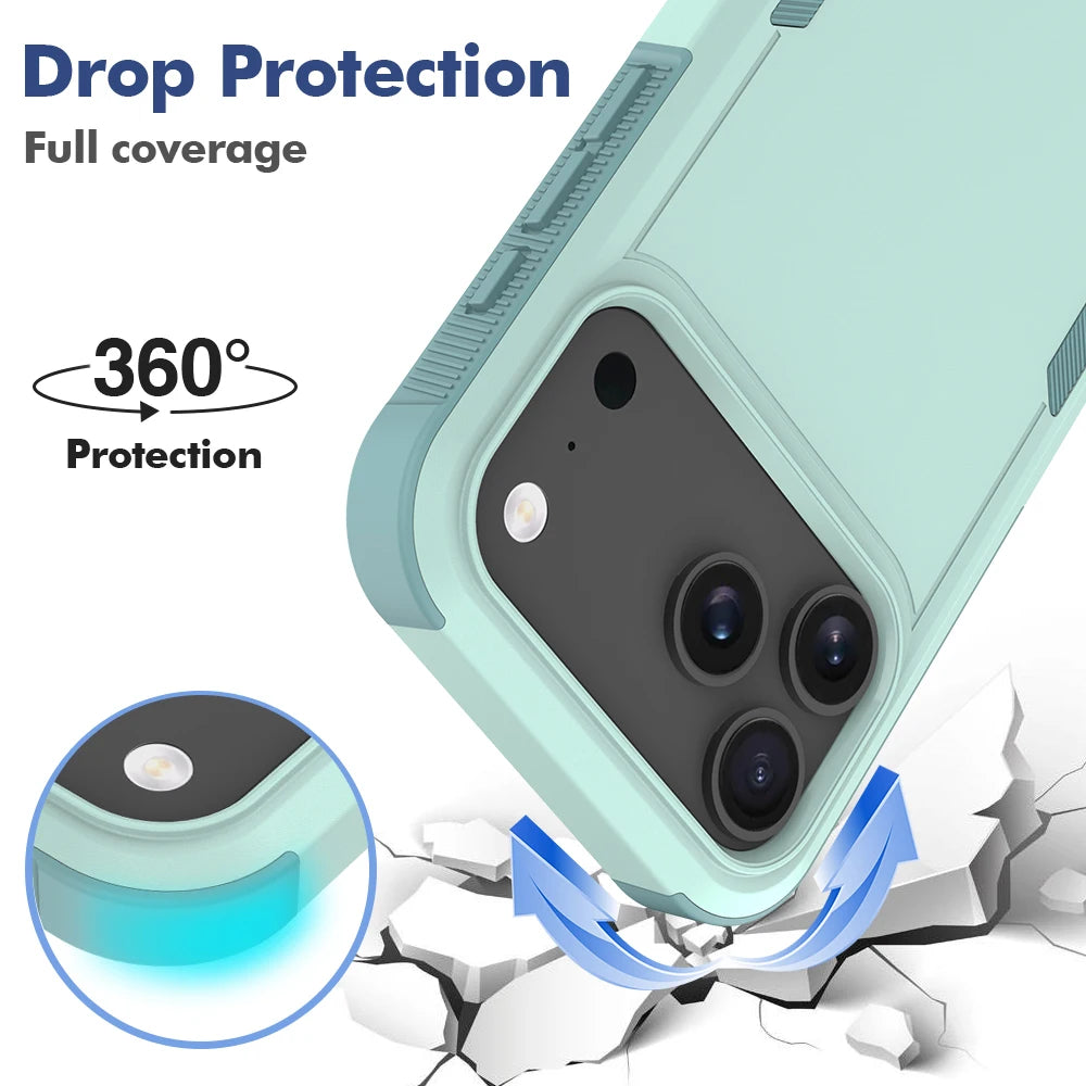 Armor Shockproof Defender Phone Case For iPhone 17 Pro Max 17Air 17 Pro 17 PC+TPU Anti Shock Hybrid Rugged Protectice Cover