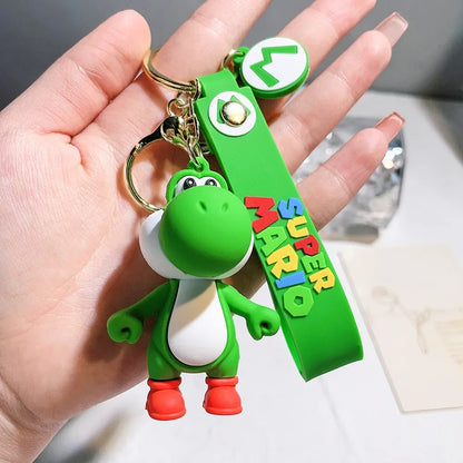 Super Mario 3D Cartoon Keychain Mario Bros Luigi Toad Yoshi Bowser Action Figure Model PVC Cartoon Bag Doll Pendant Toys Gift