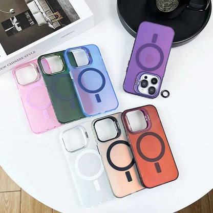 Color Change Magsafe Magnetic Phone Case For iPhone 16 15 14 Plus 13 12 11 Pro Max Lens Glass Film Protection  Metal Stand Cover