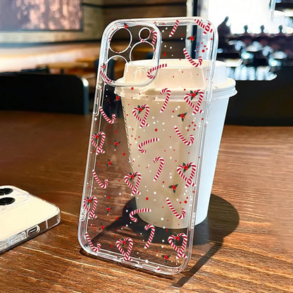 New Year Christmas Gift Santa Claus Clear Phone Case For Samsung Galaxy S25 S24 S23 S22 Ultra Plus S22+ S23+ S24+ S25+ Covers