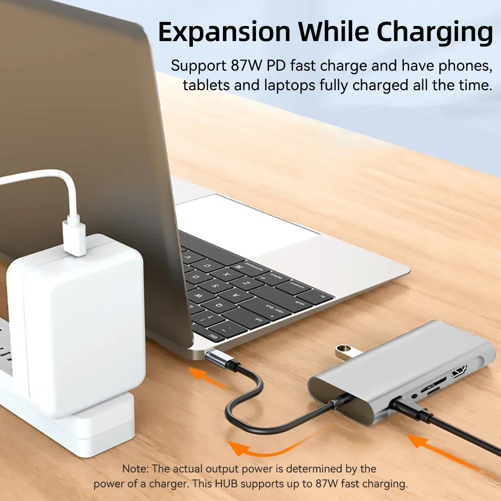 11-in-1 USB C Docking Stations USB C HUB USB Hubs Type C to 4K HDMI USB 3.0 5Gbps USB Splitter Adapter For PC Laptop Macbook