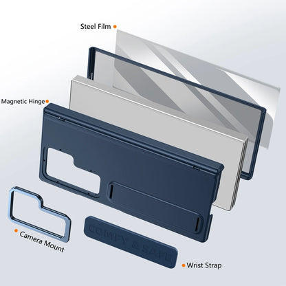 Camera Holder Hinge Protection PC Hard Phone Case For Samsung Galaxy Z Fold 7 6 5 4 3 Outer Screen Glass Shockproof Cover