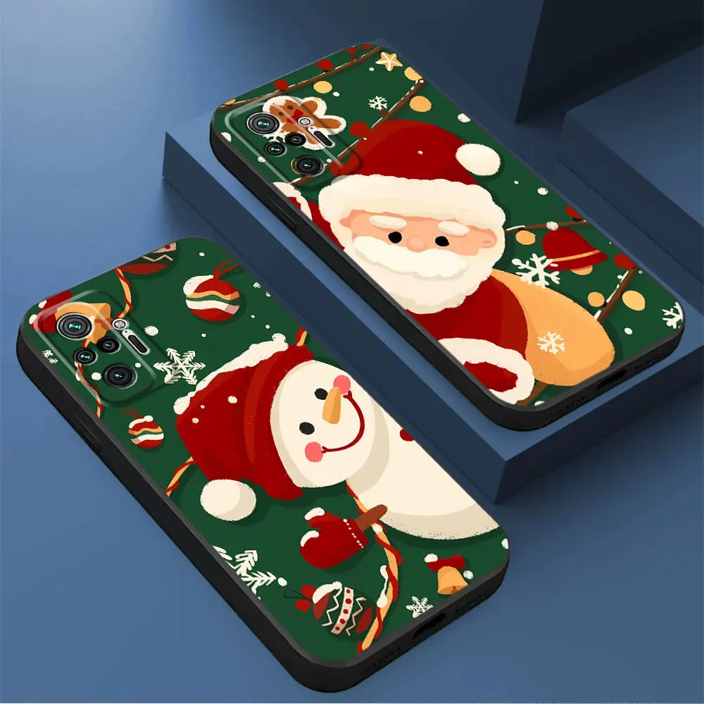 Claus Elk Snowman Christmas Tree Phone Case for Redmi Note 10S 12S 8T 11S 9S 9 8 7 12 10 11 Pro 13 Pro 9T Silicone Bumper Cover