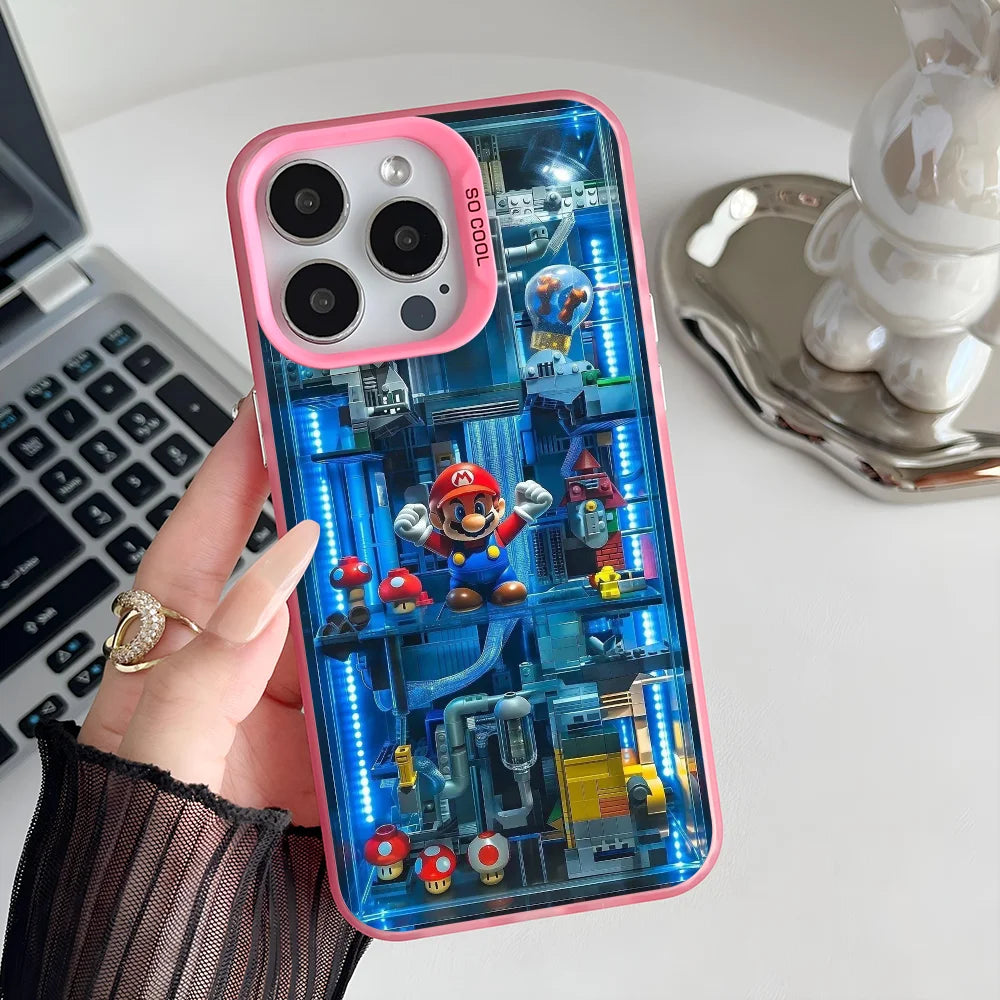 Super M-MarioS Bros Game Phone Case IMD Color Silver Shell For IPhone 16 15 14 13 12 11 Pro Max Plus