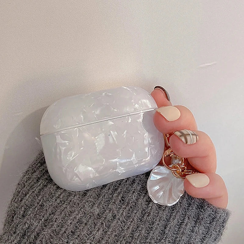 Dreamy Pearl Shell Soft Case with Keychain For AirPods 4 Airpods 3 2 1 pro 2 Wireless Earphone Accessories Headphone Box Cover