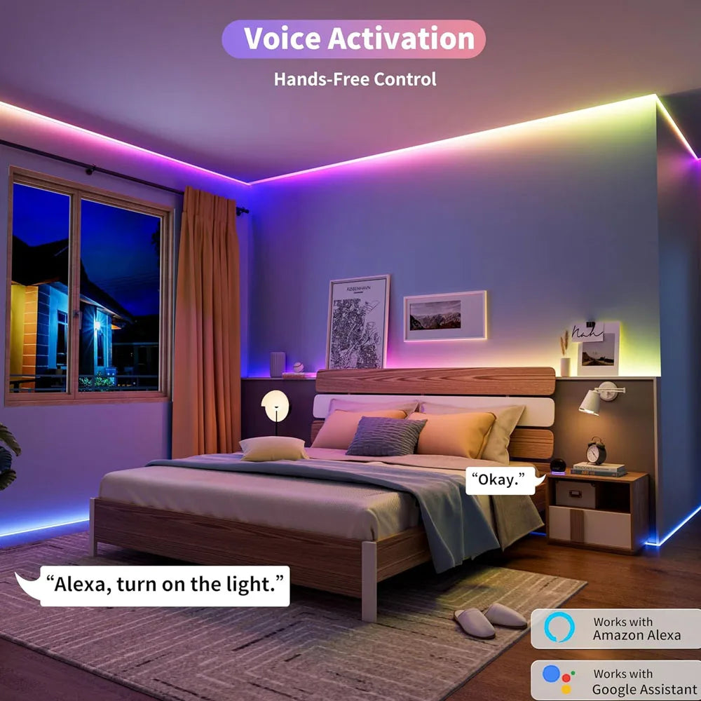 Tuya WiFi COB RGBIC LED Strip 12V 5m Music Sync Dream Color WS2811 Addressable Party Light RF Remote Control f Alexa Google Home