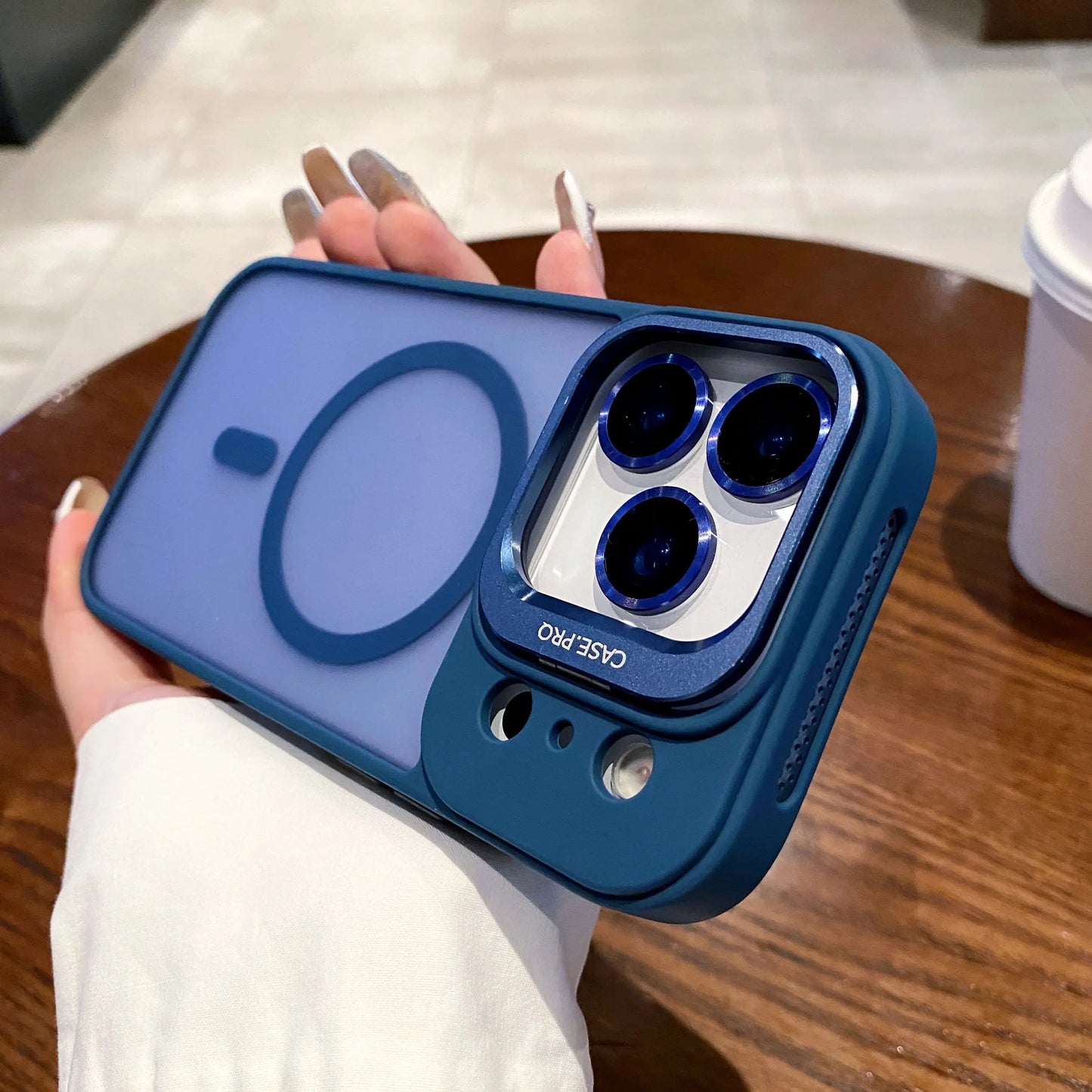 Matte Translucent lens holder film Magnetic Case For IPhone 17 Air 16 14 13 15 12 11 Pro Max Plus Magsafe Armor Shockproof Cover