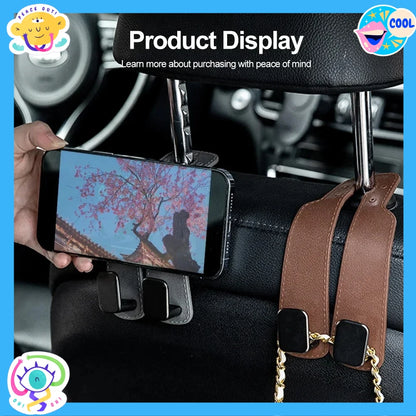 Car Seat Back Hook Suede Double-Headed Rear Storage Storage Small Hook Car Interior Decoration Supplies